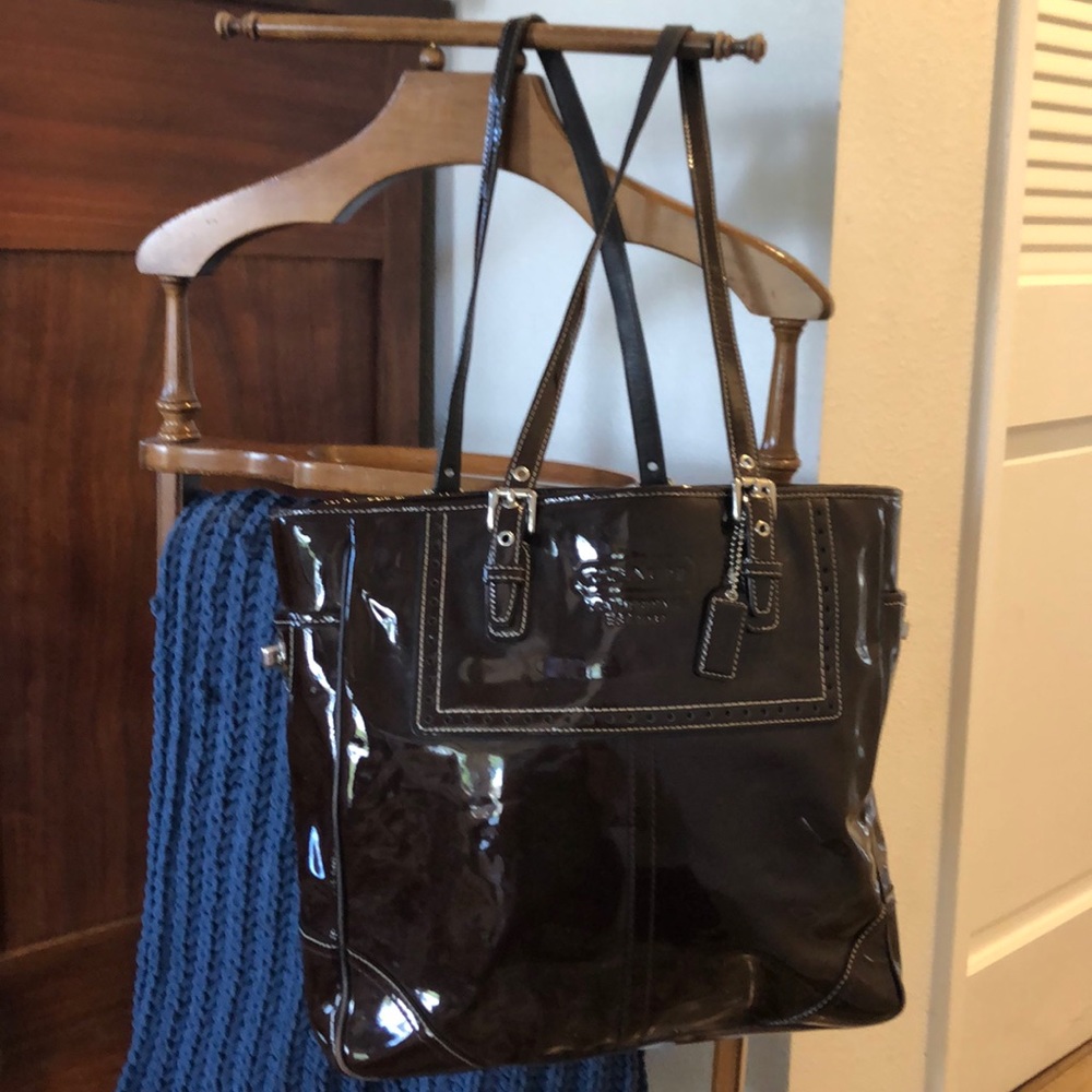 Gorgeous Patent Leather Chocolate Brown Purse